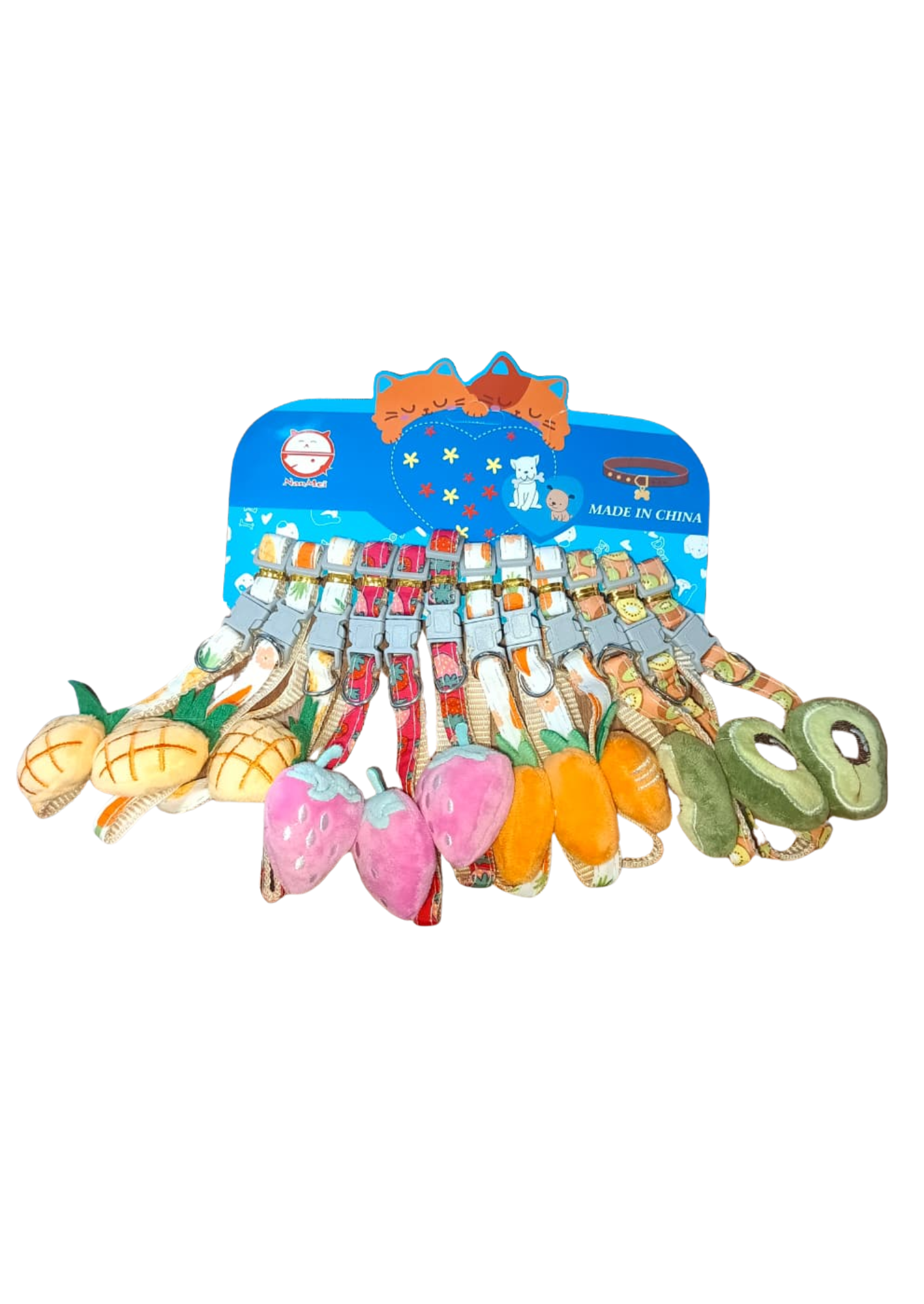 Cute Adjustable Cat Collar with Plush Fruit Charm | Safety Breakaway Kitten Collar for Cats & Small Pets