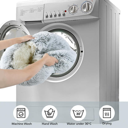 Plush Hooded Cat Cave Bed – Fluffy Anti-Anxiety Pet Bed