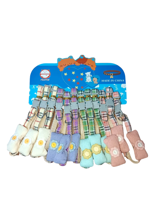 Cute adjustable cat collar with soft bow tie and safety breakaway buckle in multiple pastel colors for kittens and adult cats.