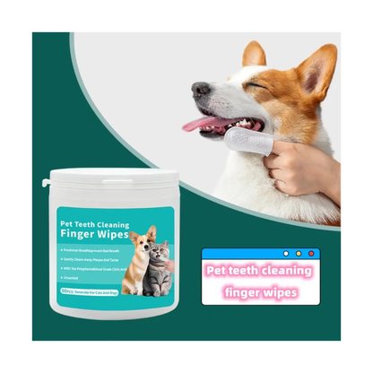Pet Teeth Cleaning Finger Wipes – 50pcs | Anti-Plaque, Fresh Breath for Dogs & Cats