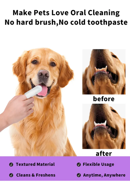 Pet Teeth Cleaning Finger Wipes – 50pcs | Anti-Plaque, Fresh Breath for Dogs & Cats