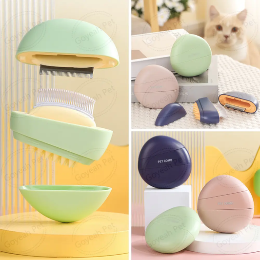3-in-1 One Cat Grooming Comb for Shedding, Demitting, and Massaging