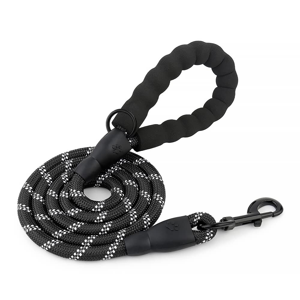 3M Reflective Leash for Dogs | Heavy Duty Dog Rope for Small to Large Dogs | Comfortable Padded Handle 5 Feet Dog Leash (Small - Suitable Upto (0-18KG), Black)