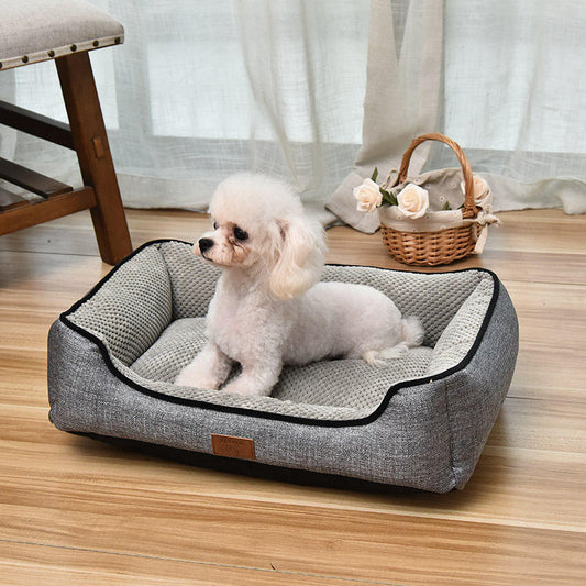 Premium Soft Dog & Cat Bed with Raised Bolster Sides | Washable Rectangular Cushion Bed for Small Pets