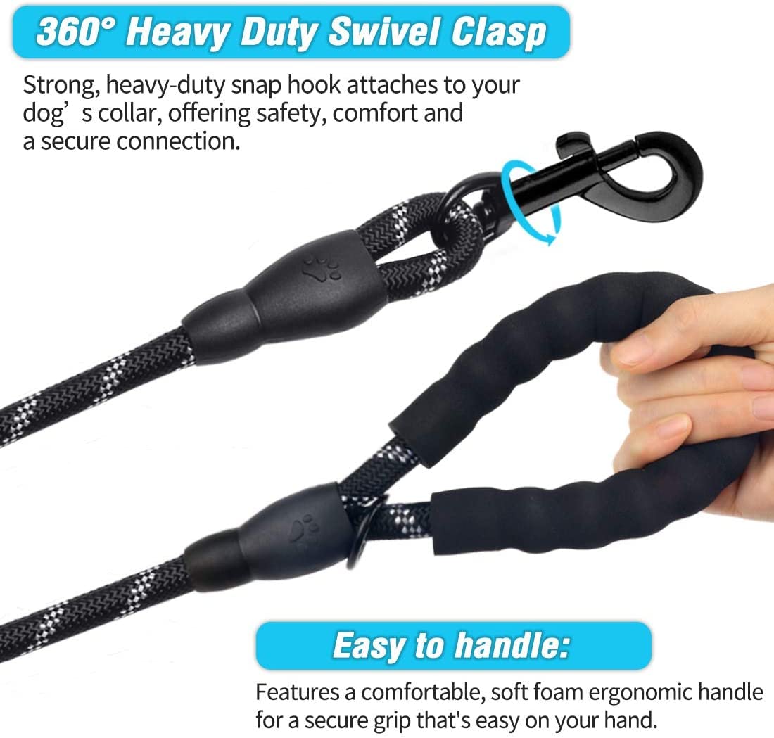 3M Reflective Leash for Dogs | Heavy Duty Dog Rope for Small to Large Dogs | Comfortable Padded Handle 5 Feet Dog Leash (Small - Suitable Upto (0-18KG), Black)