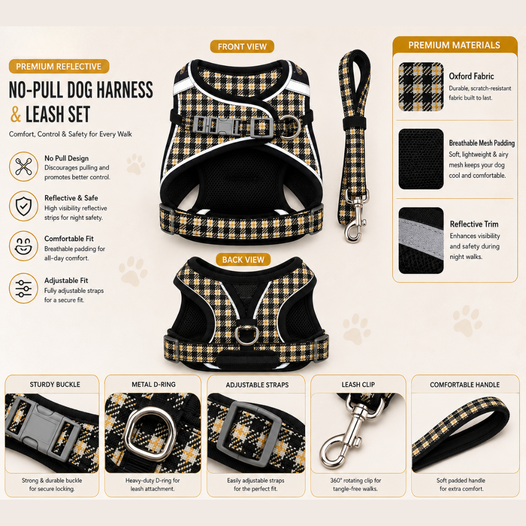 Overview Dog Leash and Harness