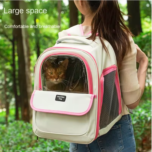 Breathable Pet Backpack Carrier with Side Opening | Large Space Cat & Small Dog Travel Bag | Durable Oxford Material Portable Pet Backpack