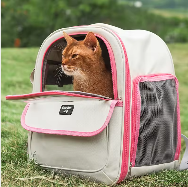 Breathable Pet Backpack Carrier with Side Opening | Large Space Cat & Small Dog Travel Bag | Durable Oxford Material Portable Pet Backpack
