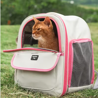Breathable Pet Backpack Carrier with Side Opening | Large Space Cat & Small Dog Travel Bag | Durable Oxford Material Portable Pet Backpack