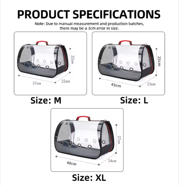 Transparent Cat Carrier Bag | Breathable Hard Shell Pet Travel Bag with Shoulder Strap | Stylish Portable Cat & Small Pet Carrier for Outdoor Travel