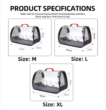 Transparent Cat Carrier Bag | Breathable Hard Shell Pet Travel Bag with Shoulder Strap | Stylish Portable Cat & Small Pet Carrier for Outdoor Travel