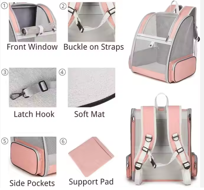 Breathable Cat Backpack Carrier | Foldable Pet Travel Backpack with Mesh Ventilation | Lightweight Portable Carrier for Cats & Small Pets