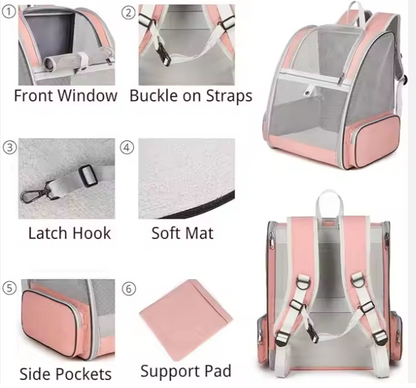 Breathable Cat Backpack Carrier | Foldable Pet Travel Backpack with Mesh Ventilation | Lightweight Portable Carrier for Cats & Small Pets
